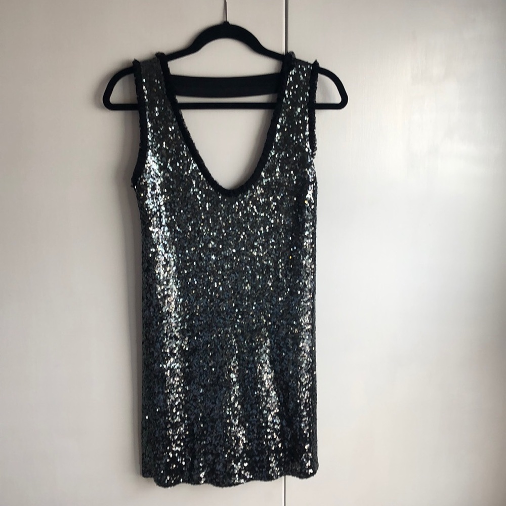 Zara Grey Sequin Tunic Top